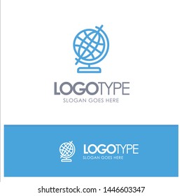 Education, Geography, Globe Blue Outline Logo Place for Tagline