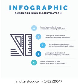 Education, Geometrical, Tools Line icon with 5 steps presentation infographics Background