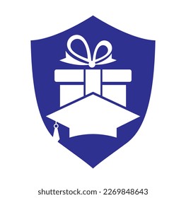 Diseño del icono del logotipo del regalo de educación. Vector de iconos de sombrero y logotipo de regalo de educación.