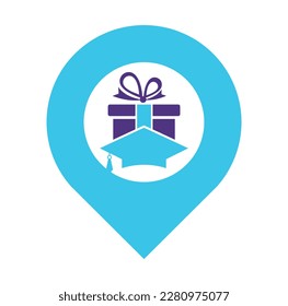 Diseño del icono del logotipo del regalo de educación. Vector de iconos de sombrero y logotipo de regalo de educación.