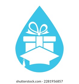 Education Gift Logo Icon Design. Education hat and gift logo icon vector.