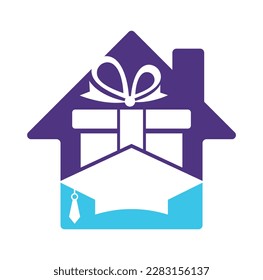 Education Gift Logo Icon Design. Education hat and gift logo icon vector.