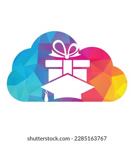 Education Gift Logo Icon Design. Education hat and gift logo icon vector.