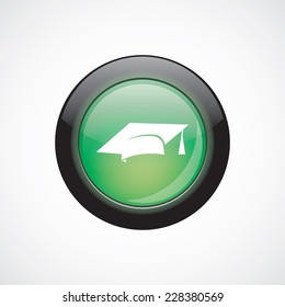education glass sign icon green shiny button. ui website button  