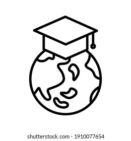 Education, global, student hat icon vector image. Can also be used for online education. Suitable for use on web apps, mobile apps and print media.