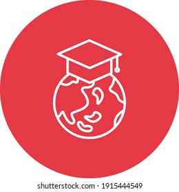 Educación, global, imagen vectorial del icono del sombrero estudiantil. También se puede usar para la educación en línea. Idóneo para aplicaciones web, aplicaciones móviles y medios impresos.