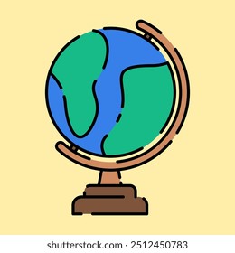 Education Globe Icon Flat Design Style, Perfect for Education and School Related Designs