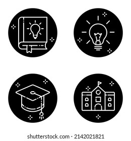 Education glyph Flat Icon Set Isolated On White Background