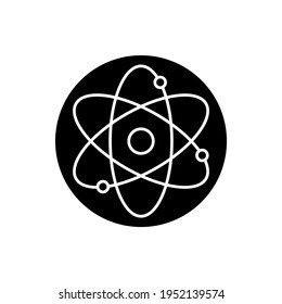 Education glyph icon. Atom. Thin line customizable illustration. Contour symbol. Vector isolated outline drawing.