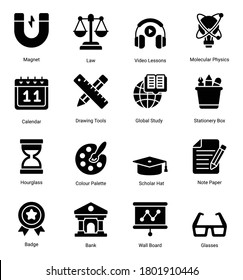 Education Glyph Icons Set Isolated On Stock Vector (Royalty Free ...