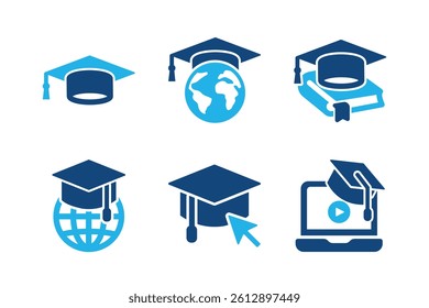 Education glyph solid icons isolated on white background
