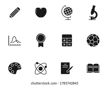 iconos de los vectores de glifos educativos aislados en blanco. conjunto de iconos educativos para diseño web, aplicación móvil, interfaz de usuario e impresión