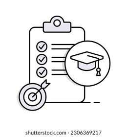 Education Goals Icon - Achieving Your Academic Goals. Editable Stroke.