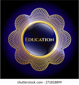 Education gold shiny badge