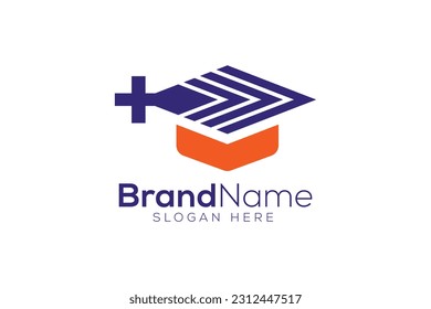 Education grad arrow plus logo design template
