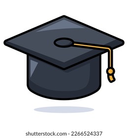 Education Grad Cap In Cartoon Style Vectorart