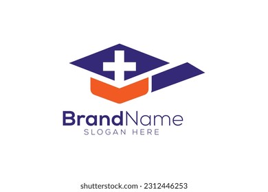 Education grad check mark logo design template