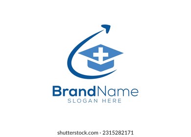 Education grad and plus logo design template