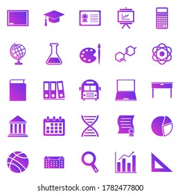 Iconos de gradiente educativo sobre fondo blanco, vector de stock