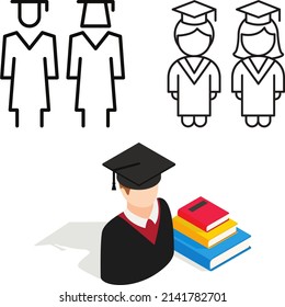 Education graduate cartoon icon graphic vector illustration. top view, perfect for background, wallpaper and celebrating graduation day