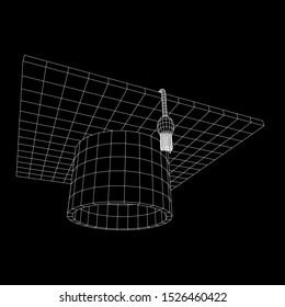 Education Graduation Academic Cap. Wireframe low poly mesh vector illustration.