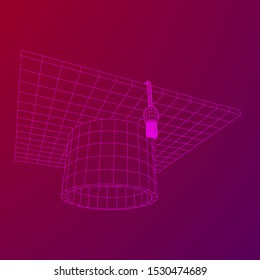 Education Graduation Academic Cap. Wireframe low poly mesh vector illustration.