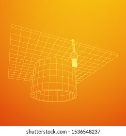 Education Graduation Academic Cap. Wireframe low poly mesh vector illustration.