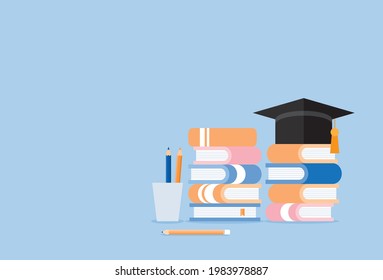 Education and graduation back to school concept, Vector illustration in flat style
