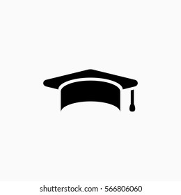 Education, graduation cap/hat icon simple vector illustration.