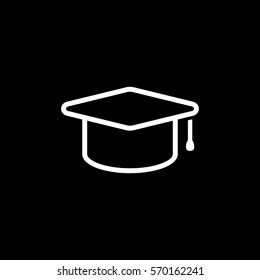 Education, graduation cap/hat icon simple vector illustration.