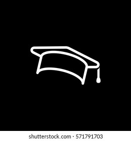Education, graduation cap/hat icon simple vector illustration.