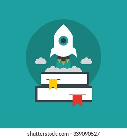 Education, graduation exam flat icon