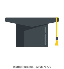 Education graduation hat icon flat vector. College diploma. School graduate isolated