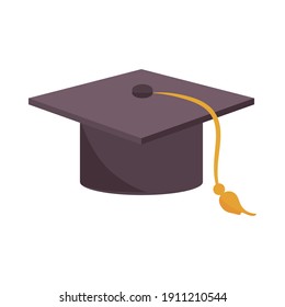 education graduation hat school icon flat design vector illustration