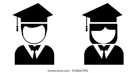 Education and Graduation icon with academic regalia, or academic dress icon