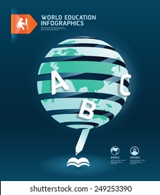 Education and graduation infographic world paper cut design template.vector