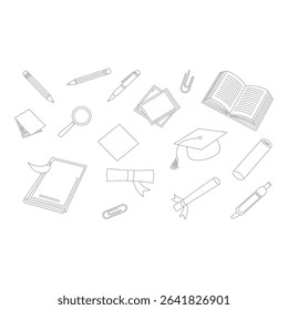 Education and graduation items isolated on white background
