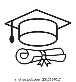 Education and Graduation Line Icon Vector Design Template