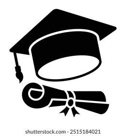 Modelo de design de vetor de ícone de linha de educação e formatura