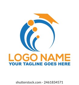Education and Graduation Logo Design Vector Online Education Line Icon with Editable Stroke and Pixel Perfect 
