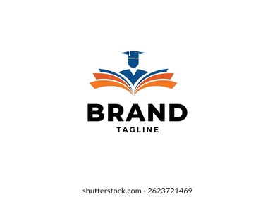 Education and Graduation University, library, school, academy logo with open book