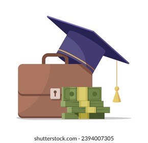 Education grant. Education, school and money,, graduation college loan payment icon