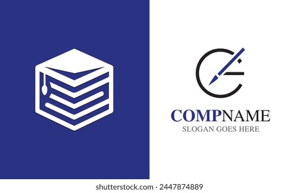 education graphic design logo idea vector sample book flat modern professional temple 