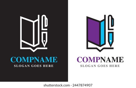 education graphic design logo idea vector sample book flat modern professional temple 