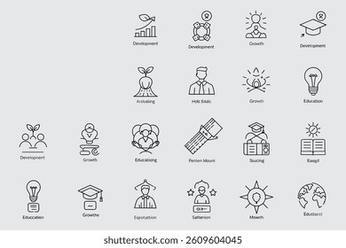 Education Growth And Development Icon Set Minimalist Outline Design Elements