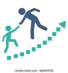 Education Growth vector toolbar icon. Style is bicolor flat icon symbol, cobalt and cyan colors, white background, square dots.