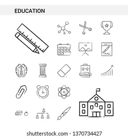 Education hand drawn Icon set style, isolated on white background. - Vector