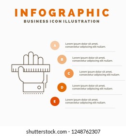 Education, hand, learn, learning, ruler Infographics Template for Website and Presentation. Line Gray icon with Orange infographic style vector illustration