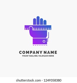 Education, hand, learn, learning, ruler Purple Business Logo Template. Place for Tagline.