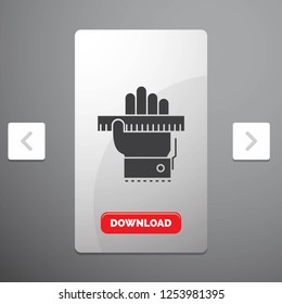 Education, hand, learn, learning, ruler Glyph Icon in Carousal Pagination Slider Design & Red Download Button